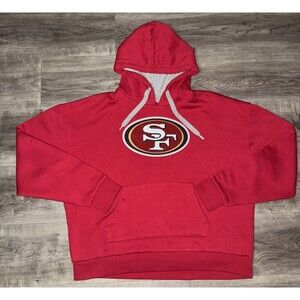 Women’s XL San Francisco 49ers Red Hoodie Large Fuzzy Embroidered Logo Antigua